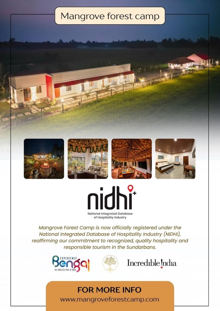 Mangrove Forest Camp NIDHI registration — National Integrated Database of Hospitality Industry approved Sundarban eco stay with Experience Bengal and Incredible India